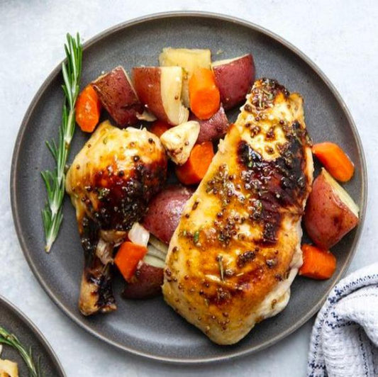 Honey Mustard Chicken with roast vegetables